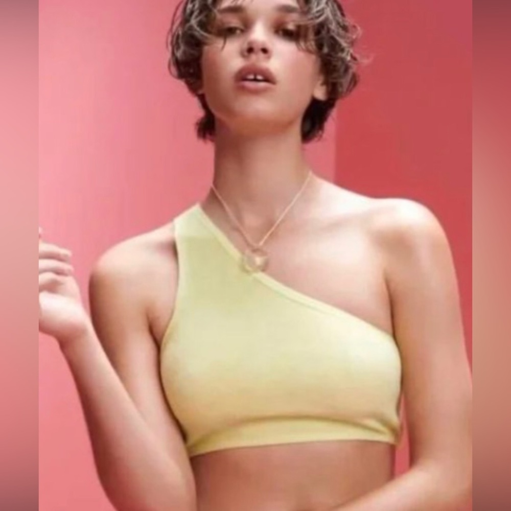 Zara French Terry One Shoulder Crop Top
